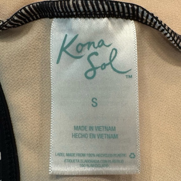 Kona Sol Women's High Neck Twist Front Bikini Top Size Small  Black Striped - Picture 7 of 11